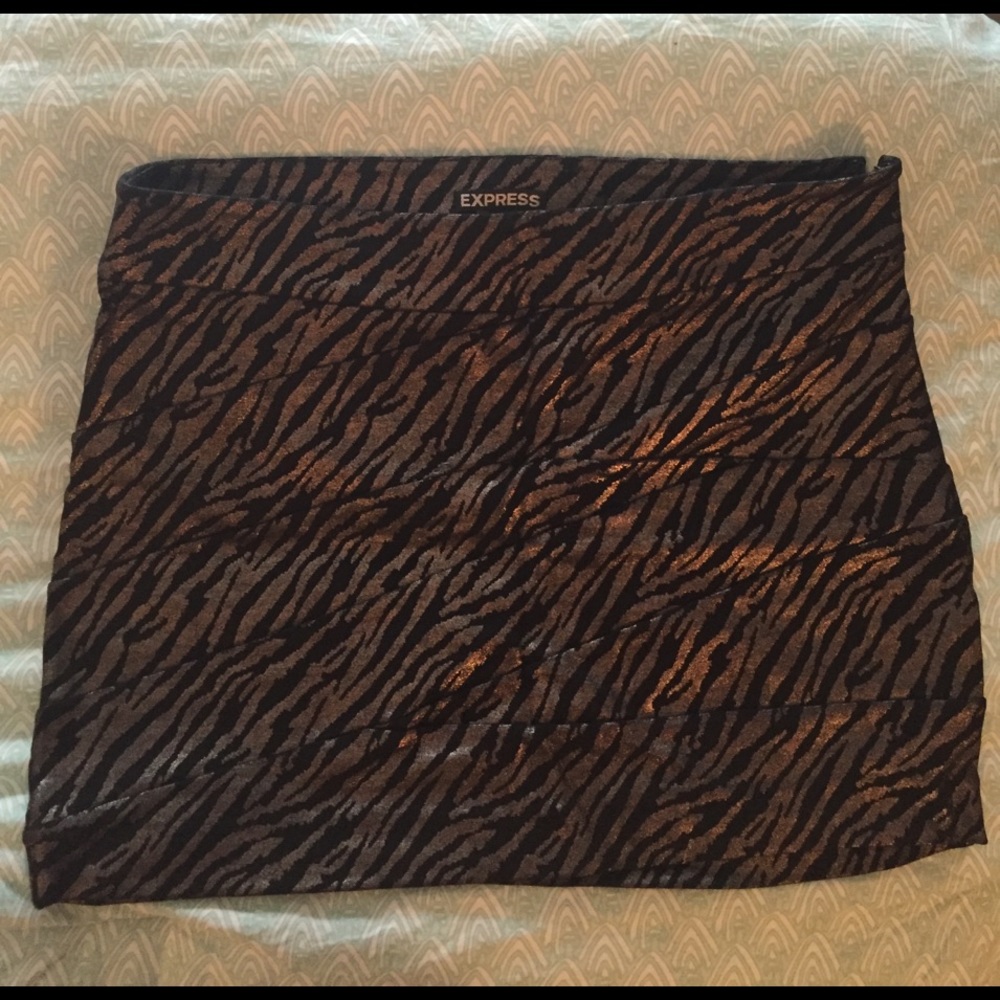 Express Metallic zebra print skirt