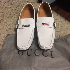 Faux Gucci Men's White Loafers!