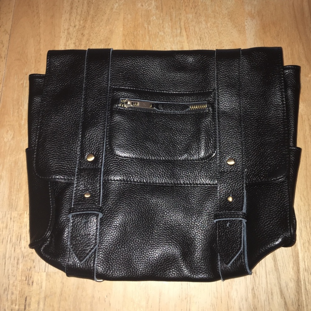 Vereverto Black Leather Backpack