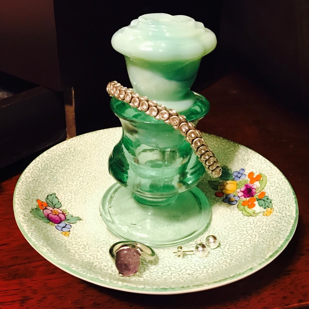 Antique Glass Jewelry Holder! Vintage Ring Dish