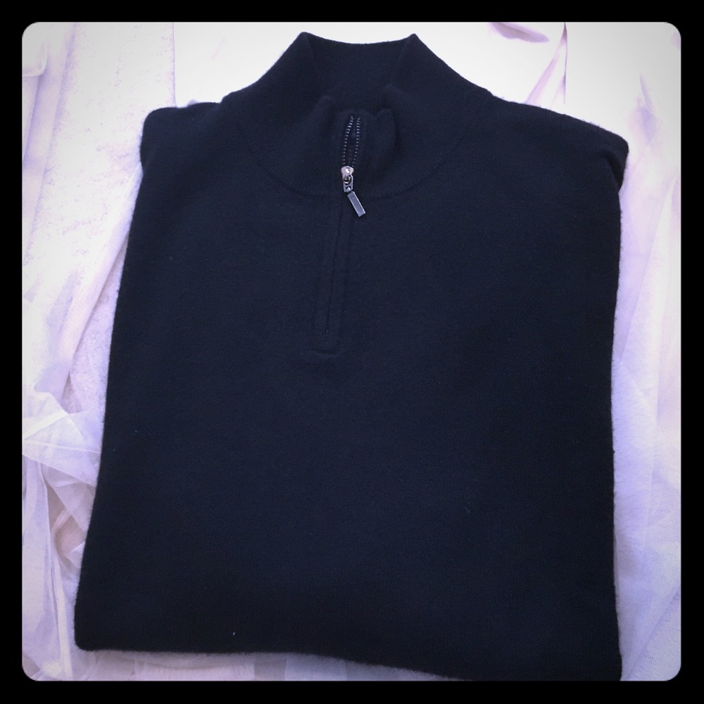 Black 1/4 zip Cashmere sweater- great for Fall! 🍁