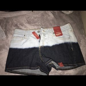tie-dye-ish Jean shorts