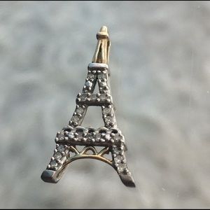 SOLD - 14k Gold and Silver Eiffel Charm w/diamonds