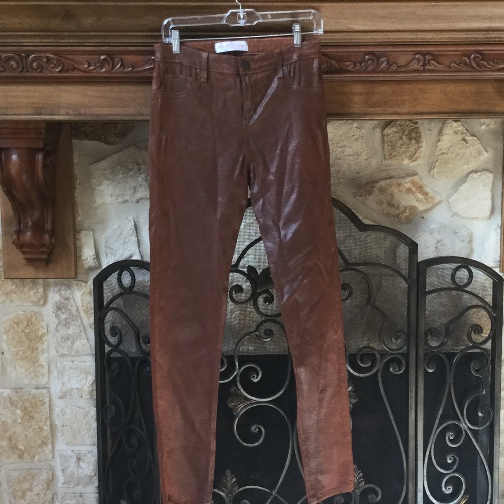 Sarah & George faux leather distressed pant