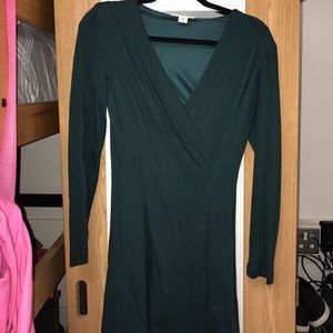 Forest green surplice body con dress