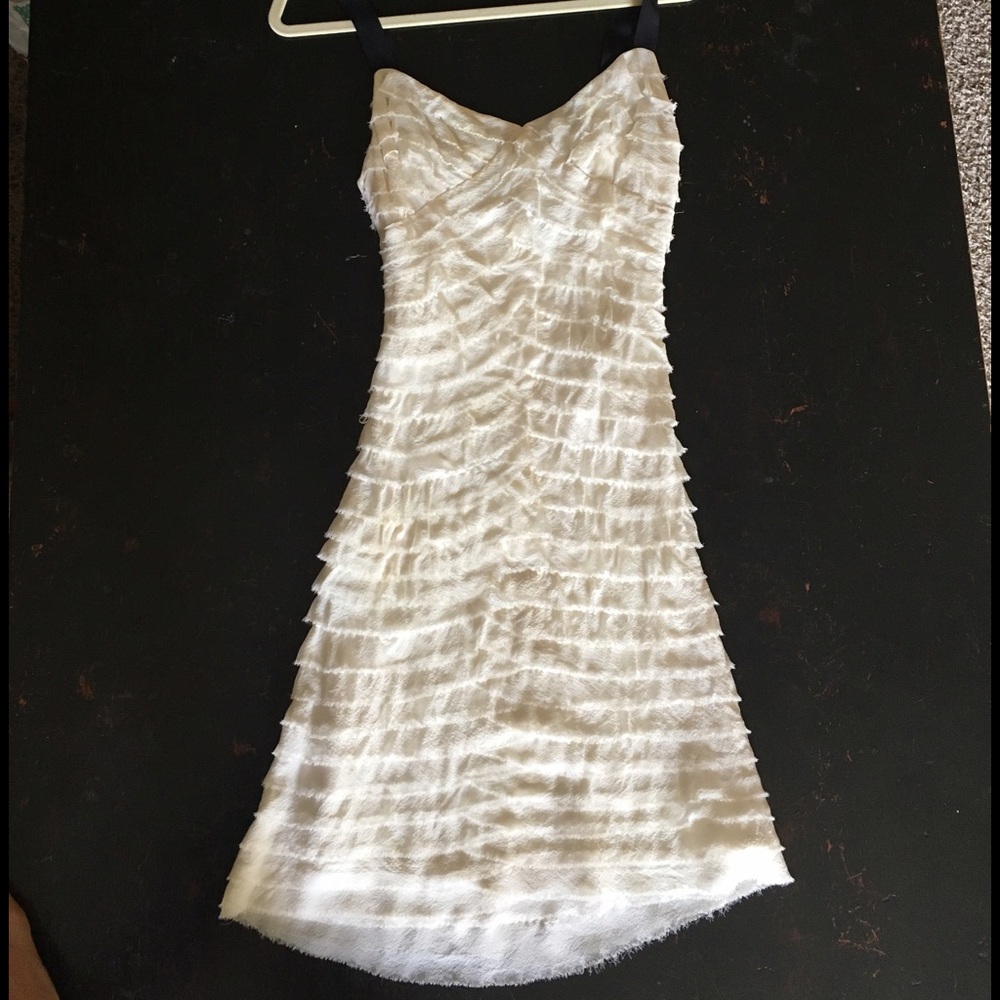 Marciano White ruffle dress with black straps