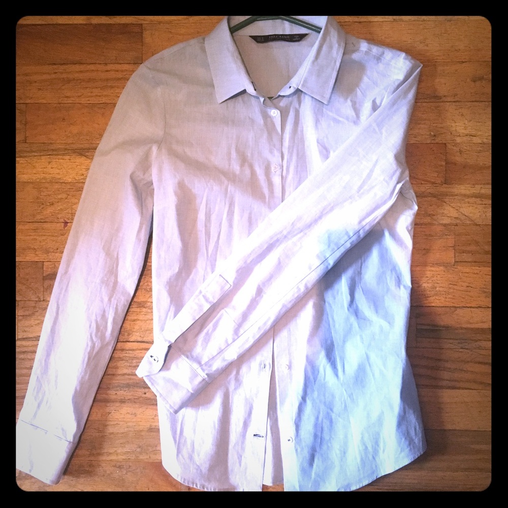 Pale Blue Zara basic button up