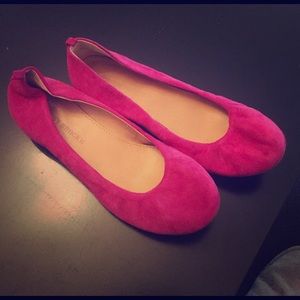 Hot pink suede Audrey Brooke ballet flats