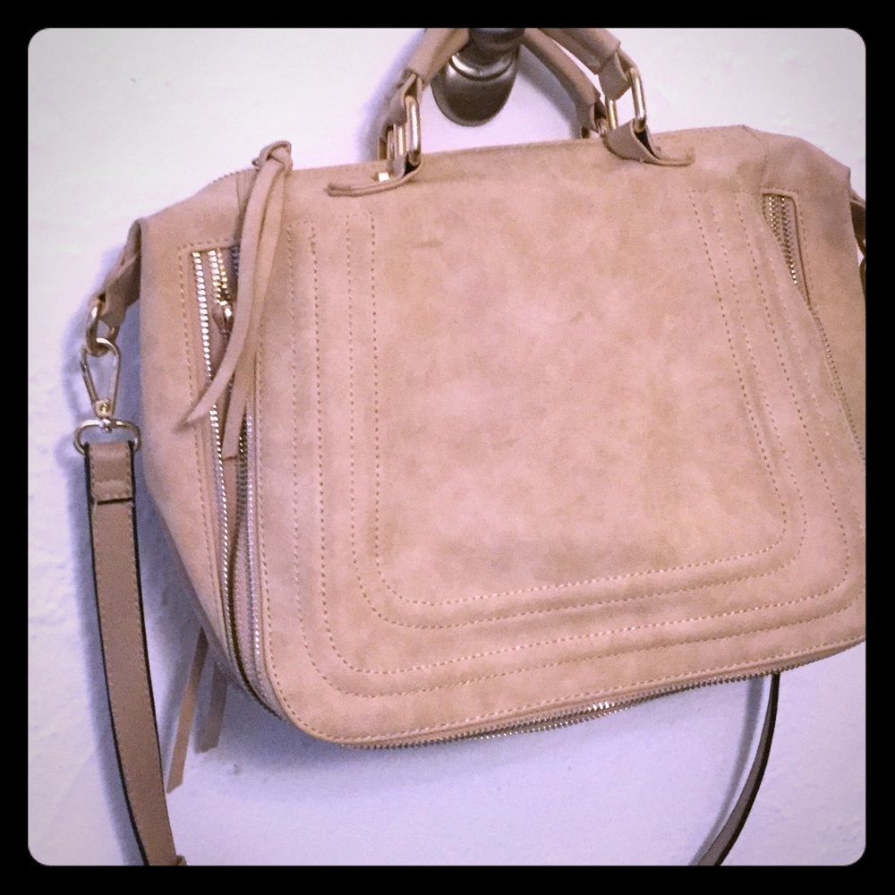 Dusty pink suede purse