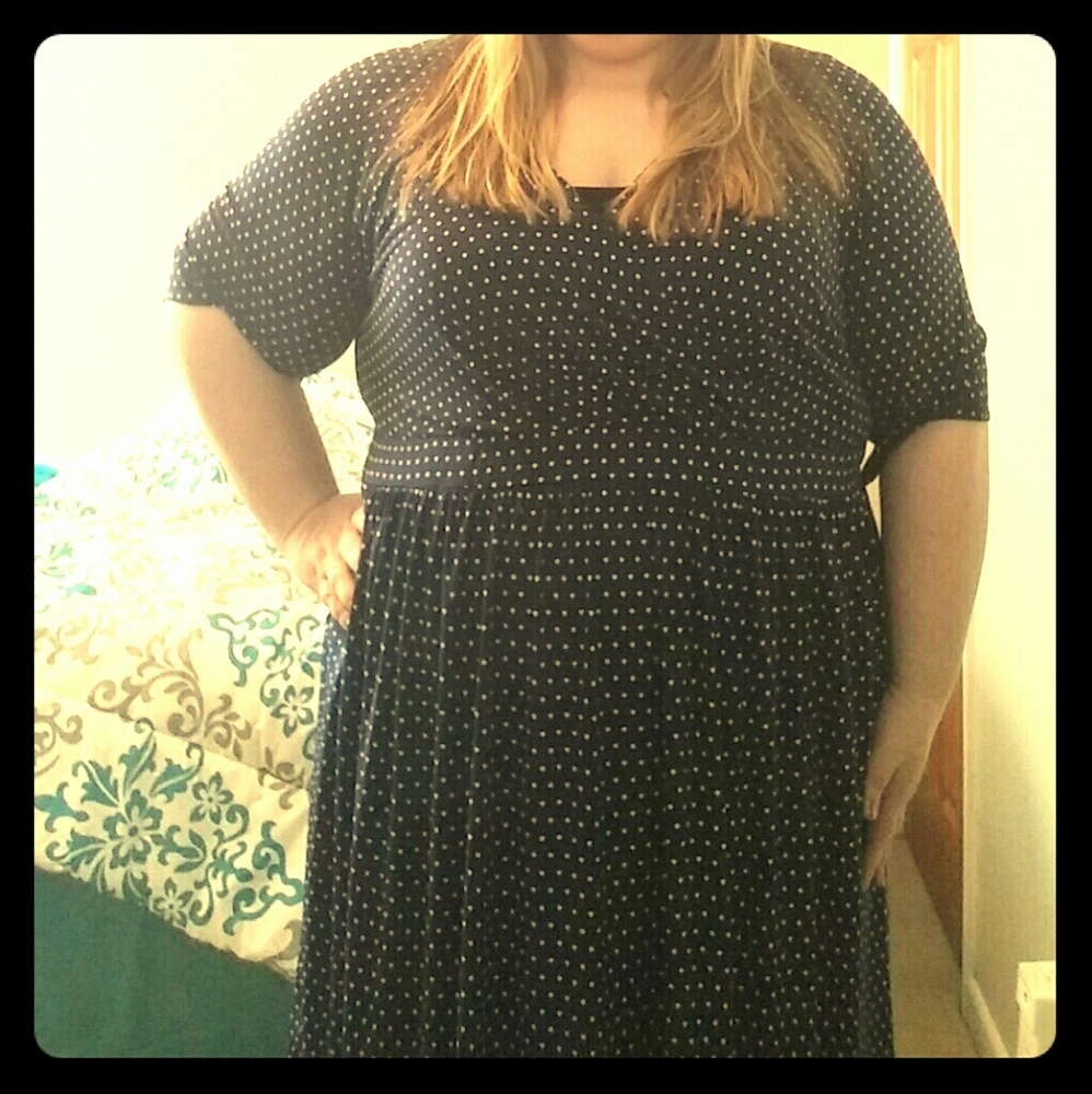 Torrid Navy blue polka dot dress