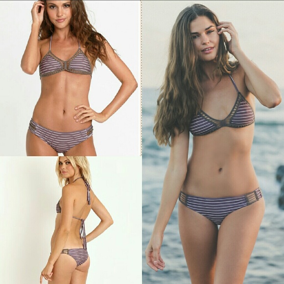 New acacia andy fig cape cod stripe bikini top nwt - Picture 2 of 4