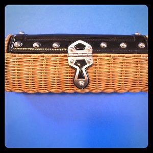 Michael Kors wicker clutch Black patent leather