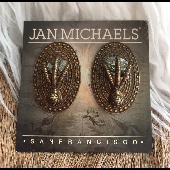 Jan Michaels Jewelry - Jan Michaels Brass & Pyrite Claw Post Earrings
