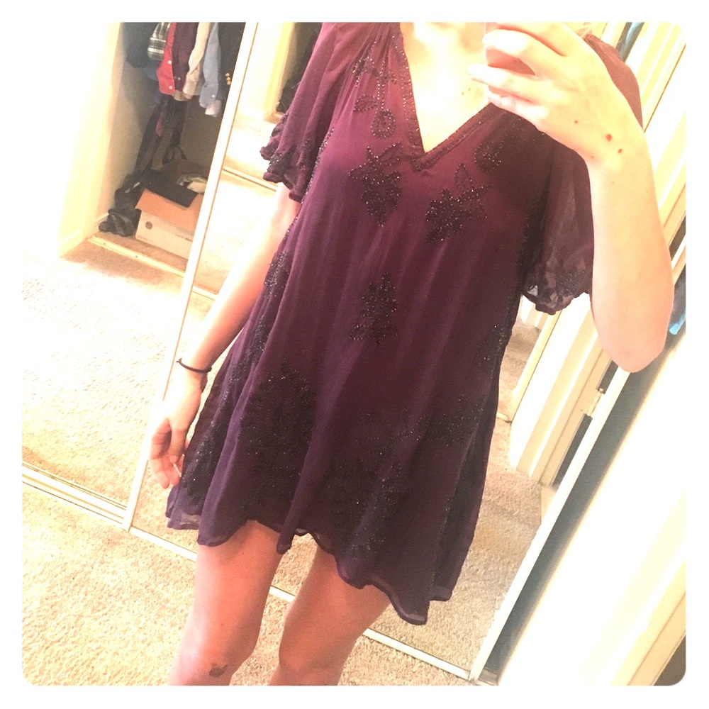 Free people Purple beaded flowy dress