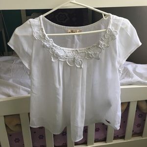White Hollister flower blouse