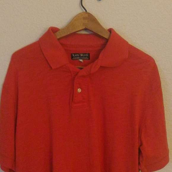 Lucky brand mens orange polo ~ medium - Picture 2 of 3