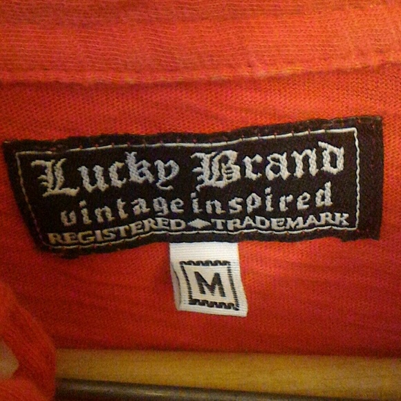 Lucky brand mens orange polo ~ medium - Picture 3 of 3