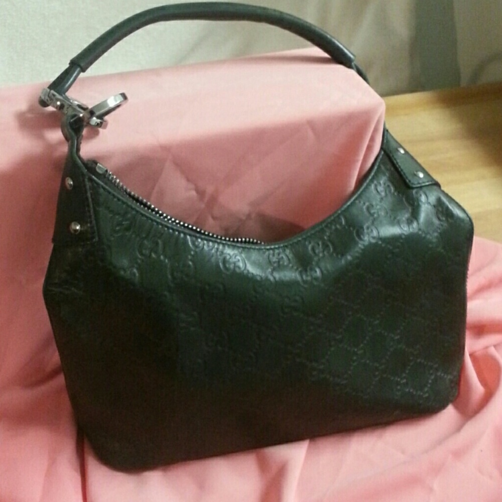 Gucci Dark Green Guccissima Leather Hobo Purse