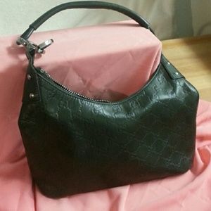 Gucci Dark Green Guccissima Leather Hobo Purse