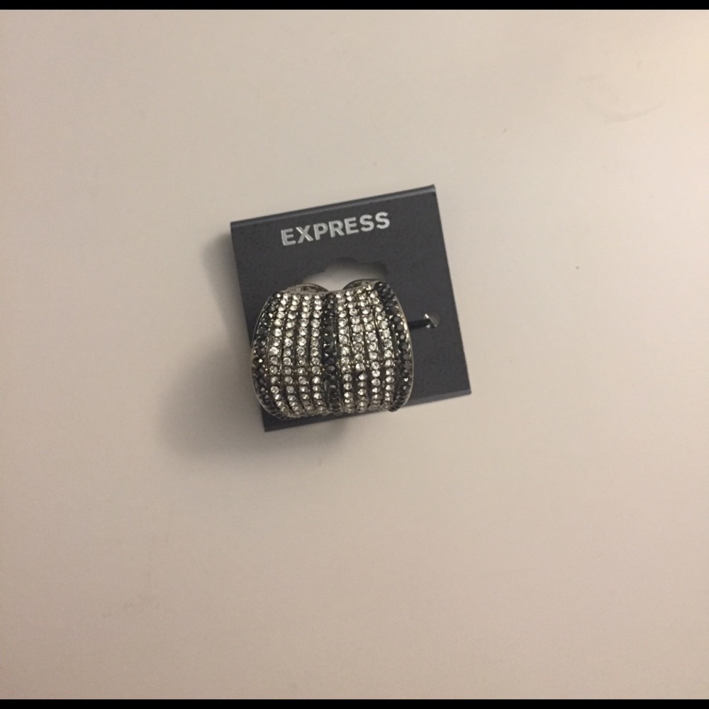 Express silver diamond studded ring
