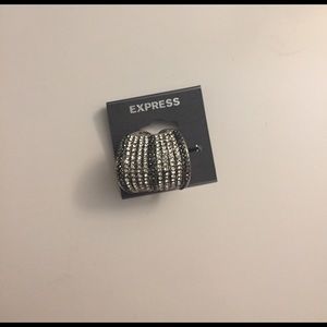 Express silver diamond studded ring