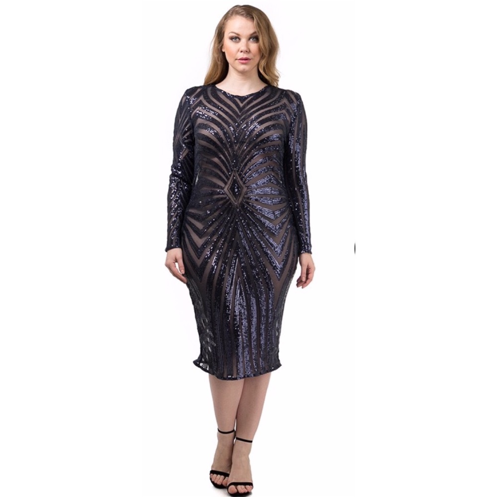 🚨🚨FLASH SALE🚨🚨Plus Size Sequined Midi dress