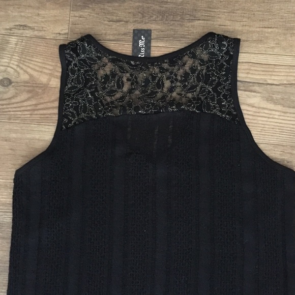 Miss Me Black Lace Tank w Gold Cross & Gold Rivets - Picture 4 of 7
