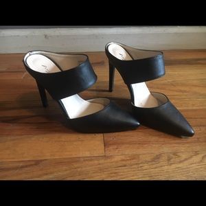 Black slip on mules