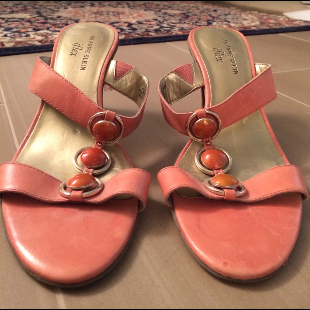 Pair of coral Anne Klein iflex Sandal Heel shoes