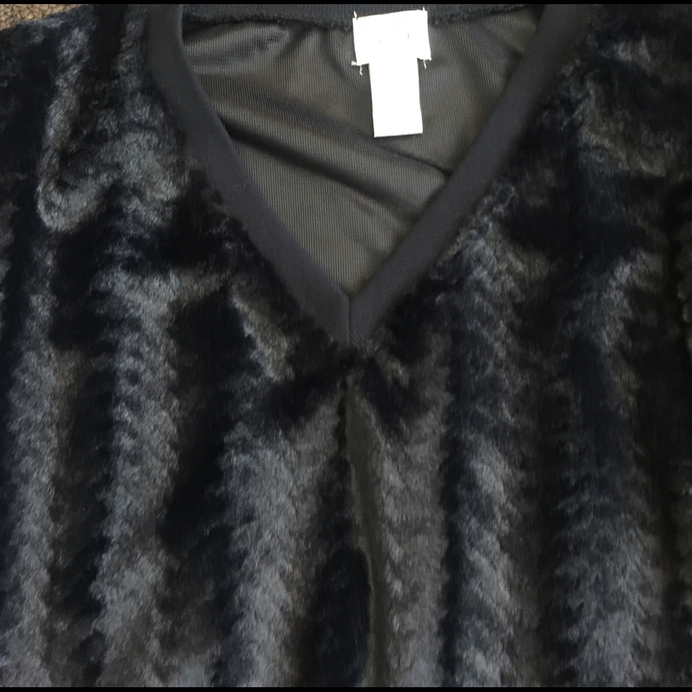 Furry black v neck sweater