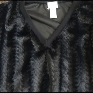 Furry black v neck sweater