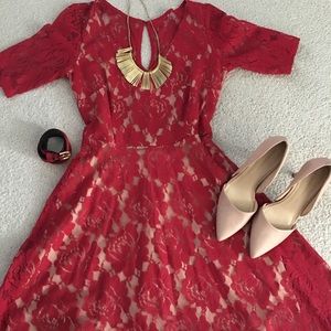 Red lace dress