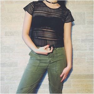 Black mesh top