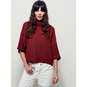 Free people boxy turtleneck sweater pullover.