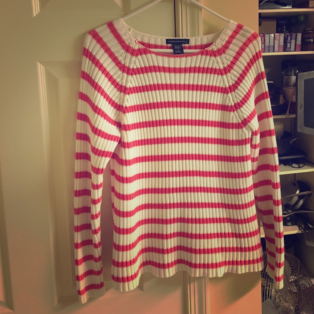 Comfy pink and white sweater