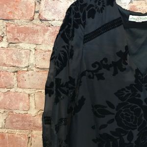 Staring at Stars Dress with Velvet Floral Detail