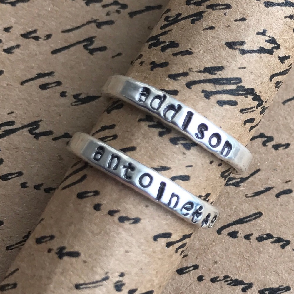 3mm Sterling Silver personalized name rings