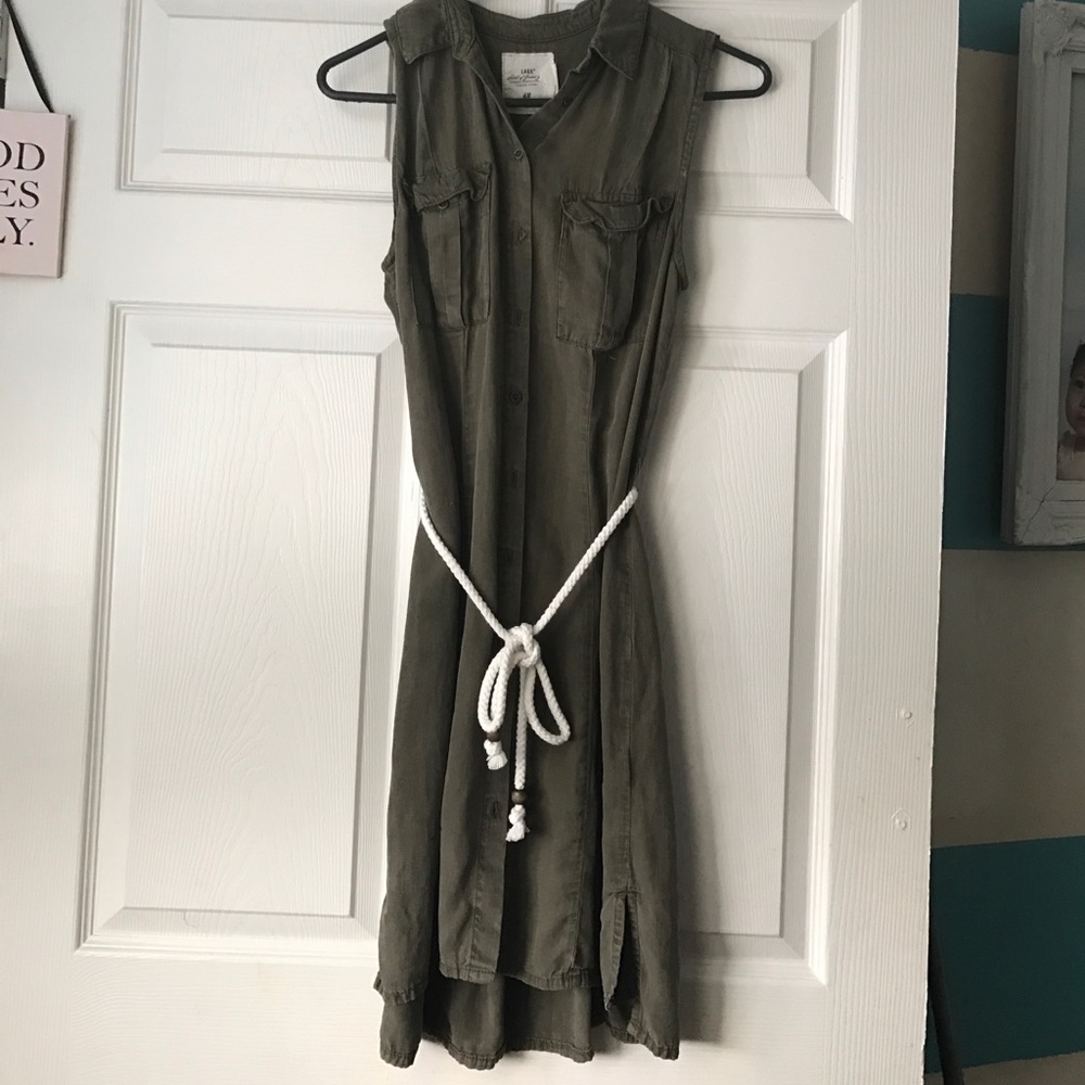 Olive green button down dress