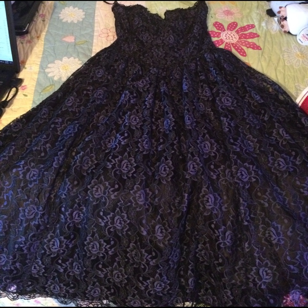 Lace overlay tulle dress