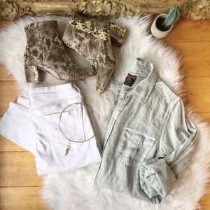 CIVILIANAIRE "linen button down shirt"