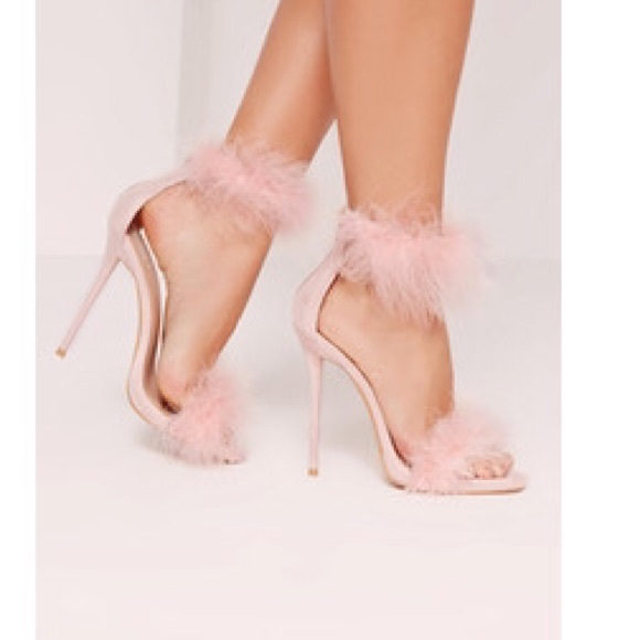 pink feather heels