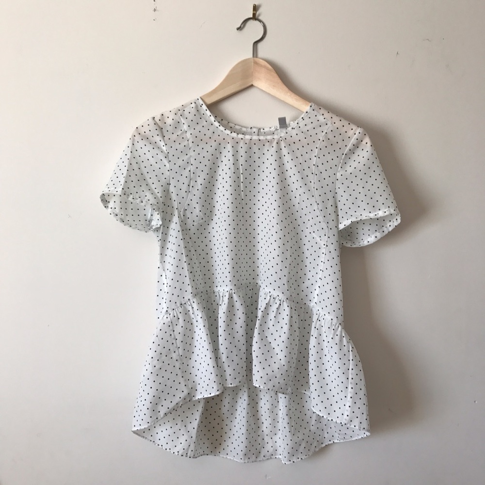 UO High Low Polka dot Peplum Blouse