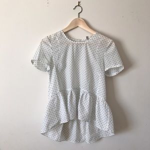 UO High Low Polka dot Peplum Blouse