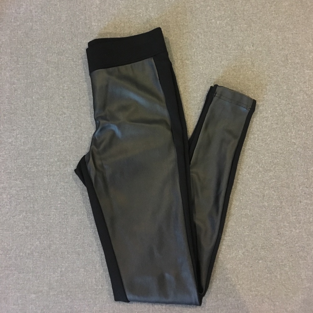 Black faux leather leggings