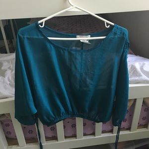 Aqua long sleeve blouse.