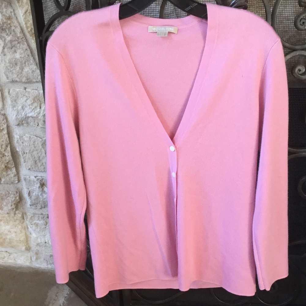Michael Kors pink button up cardigan.