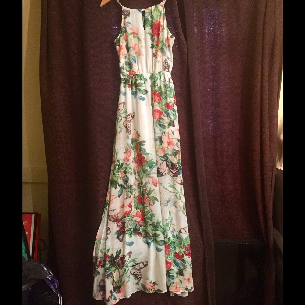 Floral Illusion High Neck Maxi