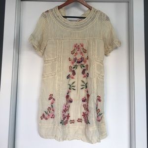 Off white floral embroidered Free People dress