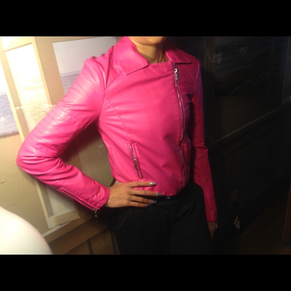 Sale💥💥Bubble Gum Pink Faux Leather Jacket-Sale