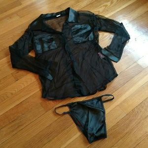 Sheer Sexy Button Top with matching Panties NWOT